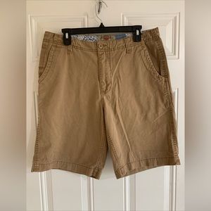 Steve and Barry's Size 32 Men's Cotton Chino Shorts‎ Tan Flat Front Preppy